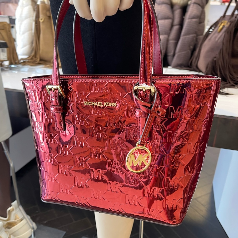 MICHAEL KORS Jet Set Extra-Sm Metallic Logo Debossed Convertible TZ Tote
Cherry - Picture 10 of 16